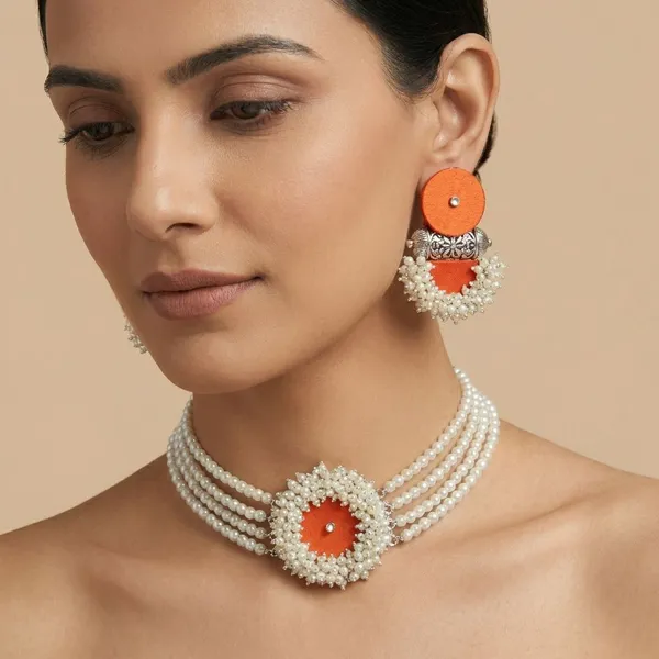 Orange_Handmade_Brass_Fancy_Design_Choker_Set_For_Women