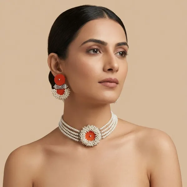 Orange_Handmade_Brass_Fancy_Design_Choker_Set_For_Women