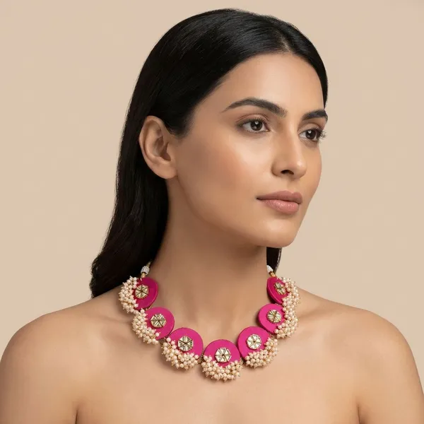 Pink_Handmade_Brass_Fancy_Design_Choker_Set_For_Women
