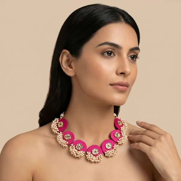 Pink_Handmade_Brass_Fancy_Design_Choker_Set_For_Women
