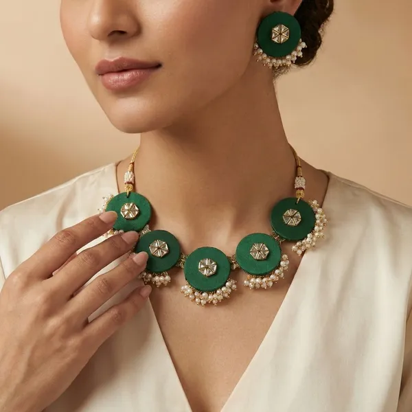 Green_Handmade_Brass_Fancy_Design_Choker_Set_For_Women