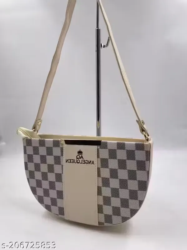 Cream_Synthetic_Pu_Lv_Sling_Bag_For_Women
