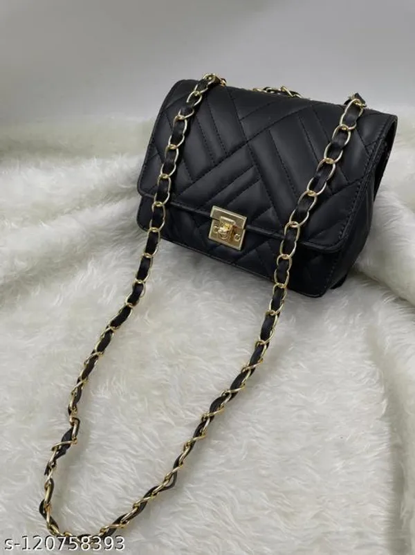 Black_Synthetic_Pu_Sling_Bag_For_Women