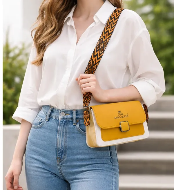 Yellow_Synthetic_Pu_Sling_Bag_For_Women