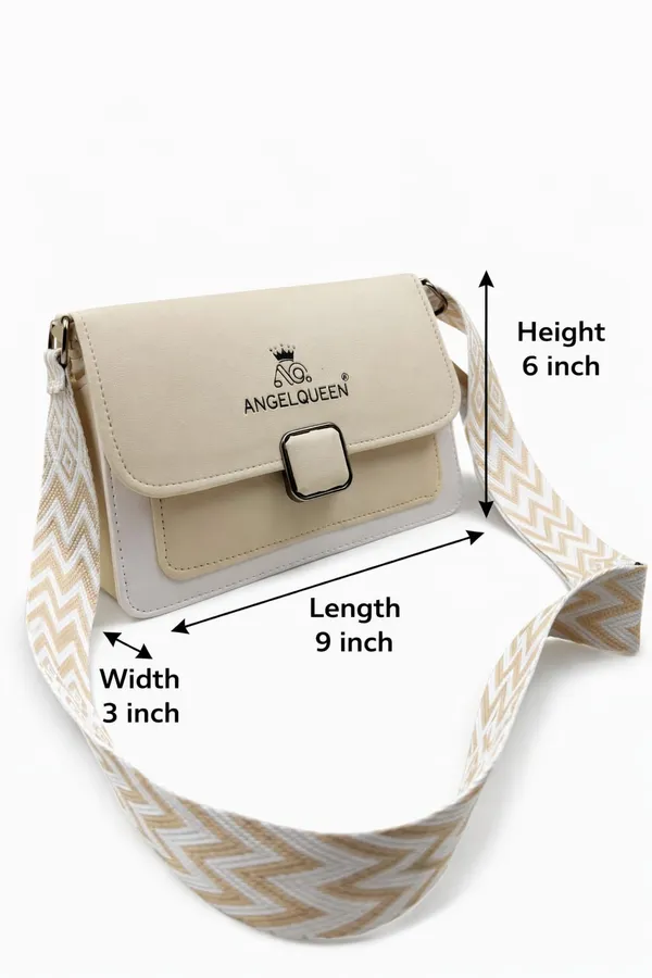 Cream_Synthetic_Pu_Sling_Bag_For_Women