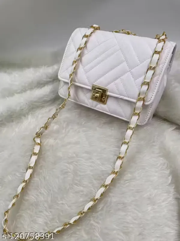 White_Synthetic_Pu_Binaye_Sling_Bag_For_Women
