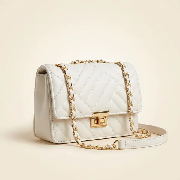 White_Synthetic_Pu_Binaye_Sling_Bag_For_Women