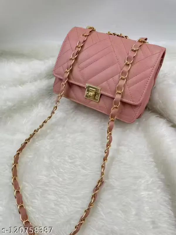 Peach_Synthetic_Pu_Binaye_Sling_Bag_For_Women