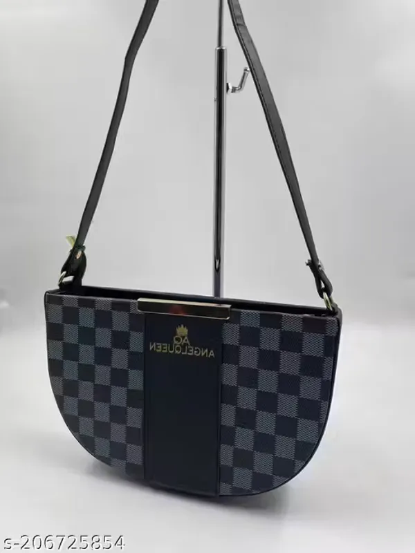 Black_Synthetic_Pu_Lv_Sling_Bag_For_Women