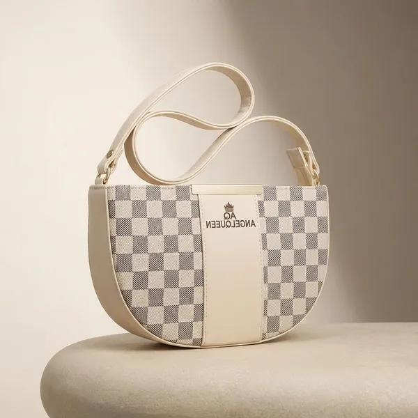 Cream_Synthetic_Pu_Lv_Sling_Bag_For_Women