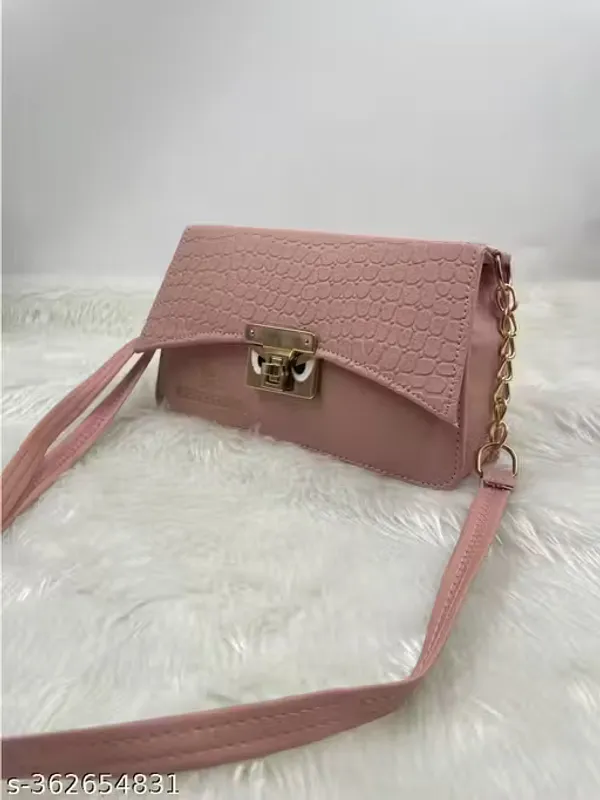 Peach_Synthetic_Pu_Stylish_Sling_Bag_For_Women