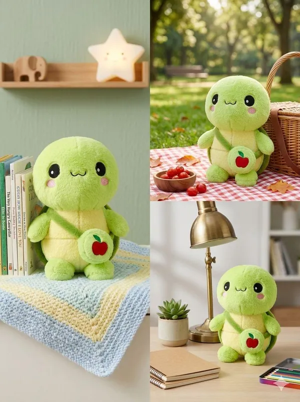 Cute_Green_Turtle_Plush_Toy_with_Apple_Sling_Bag_30_cm