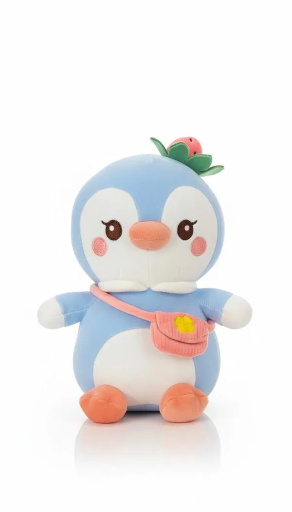 Cute_Penguin_Plush_Toy_with_Mini_Bag_&_Strawberry_Hat