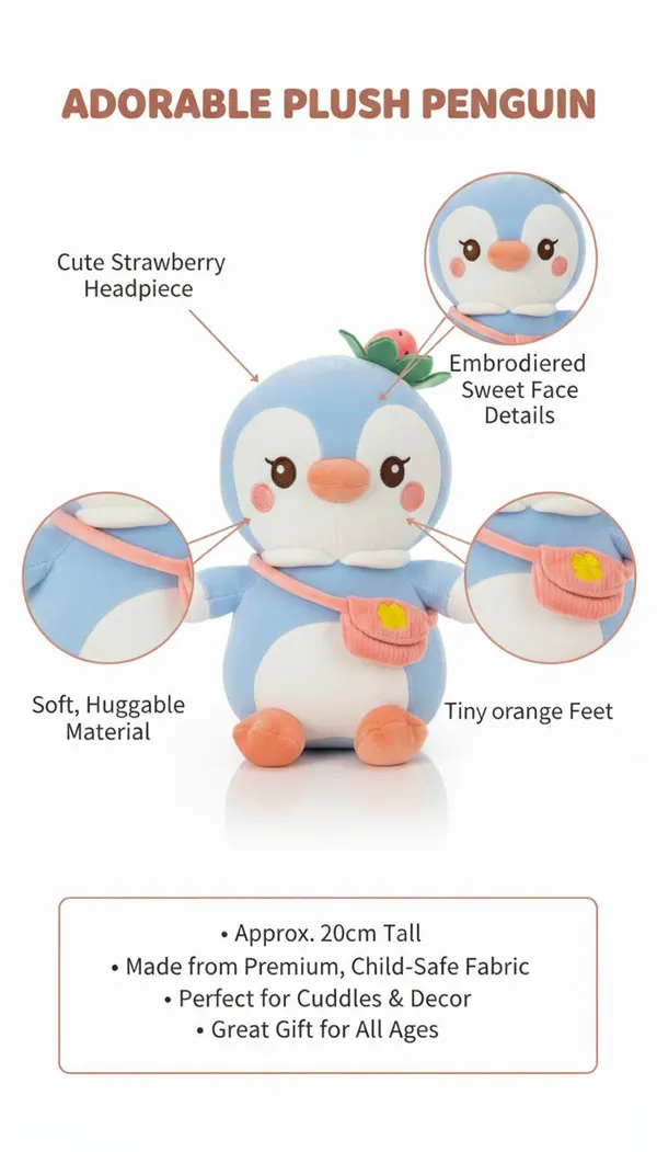 Cute_Penguin_Plush_Toy_with_Mini_Bag_&_Strawberry_Hat