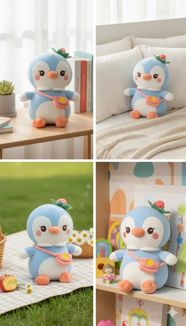 Cute_Penguin_Plush_Toy_with_Mini_Bag_&_Strawberry_Hat