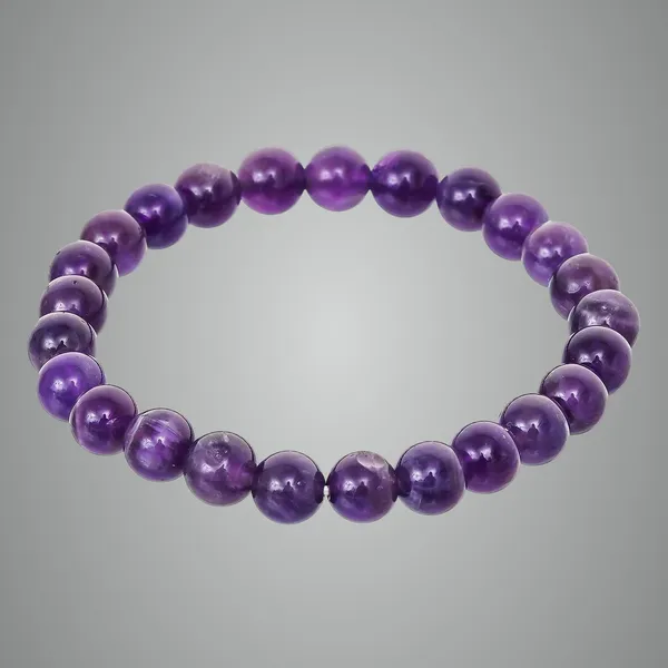 Purple_Amethyst_Plain_Bracelet_For_Women_Men'S_Gifts_Protection_Healing_Crystal_Bracelet_8Mm_Gemstone_Beaded_Adjustable