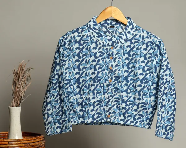 Multicolor_Cotton_Handmade_Block_Print_Ethnic_Floral_Printed_Top_with_Long_Sleeves_Short_Jacket_Bagru_For_Women