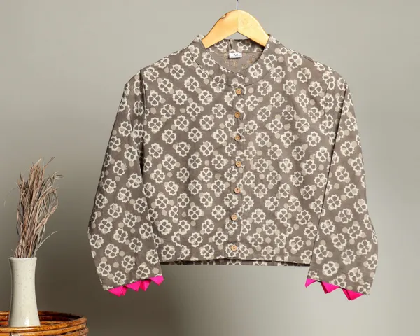 Multicolor_Cotton_Handmade_Block_Print_Ethnic_Floral_Printed_Top_with_Long_Sleeves_Short_Jacket_Bagru_For_Women