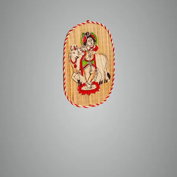 Brown_Oval_Shaped_Design_Bamboo_Hand_Crafted_Wall_Hangings_Of_Bal_Gopal_With_Holy_Cow_For_Home_Decor_Bamboo_Art_For_Wall_Decor