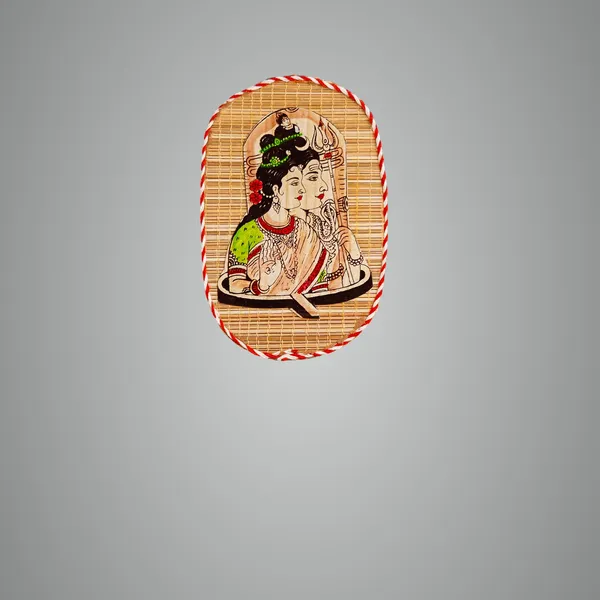 Brown_Oval_Shaped_Design_Bamboo_Hand_Crafted_Wall_Hangings_Of_Shiv_Sakti_For_Home_Decor