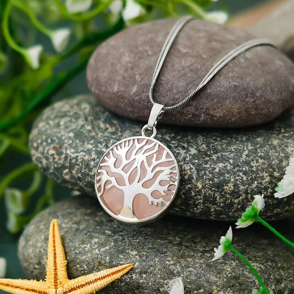 Pink_Crystal_Tree_Of_Life_Pendant_Simple_White_Crystal_Mineral_Jewellery_For_Men_Women_Pendulum_Necklace_Family_Tree_Necklace_Tree_Of_Life_Gemstone_Rose_Quartz
