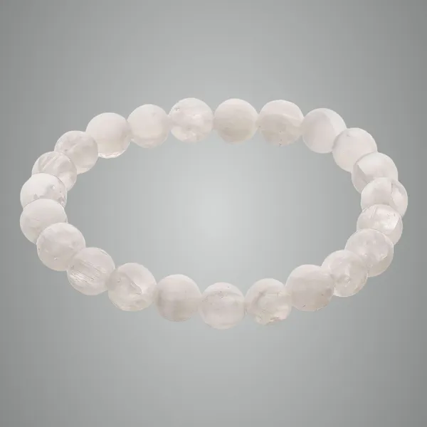 White_&_Transparent_Selenite_Crystal_Bead_Bracelet_Healing_Crystal_Bracelet_For_Women_And_Men'S_Gifts_8Mm_Round_Beaded_Stretchy_Healing_And_Protection_Gemstone_Bracelet