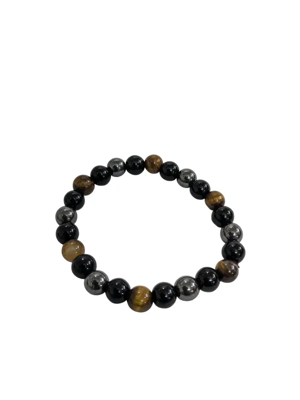 Black_&_Brown_&_Gold_Triple_Protection_Bracelet_For_Women_Men'S_Gifts_Protection_Healing_Crystal_Bracelet_8Mm_Gemstone_Beaded_Adjustable