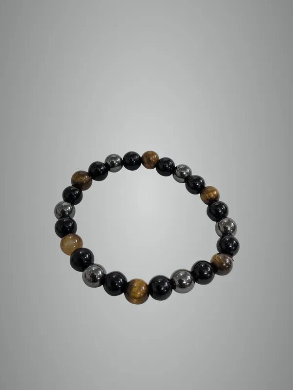 Black_&_Brown_&_Gold_Triple_Protection_Bracelet_For_Women_Men'S_Gifts_Protection_Healing_Crystal_Bracelet_8Mm_Gemstone_Beaded_Adjustable