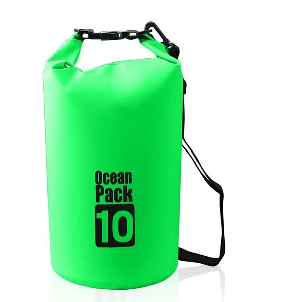 Acever_Outdoor_Dry_Sack/Floating_Waterproof_Bag_2L/3L/5L/10L/15L/20L/30L_for_Boating,_Kayaking,_Hiking,_Snowboarding,_Camping,_Rafting,_Fishing_and_Backpacking_(Green,_10L)