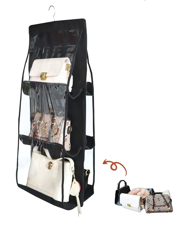 Black_Foldable_Hanging_Handbag_Organiser_For_Wardrobe_Storage