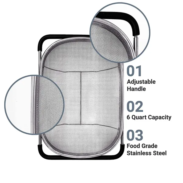 Product_Summary:_Keetoz_Over_The_Sink_Colander_Strainer_Basket_Stainless_Steel,_for_Kitchen_Sink_with_Rubber_Grip,_Fine_Mesh_Stainless_Steel,_Large,_Expandable_Metal_Strainer,_18X15X8_Cm,_Silver