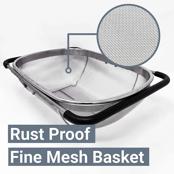 Product_Summary:_Keetoz_Over_The_Sink_Colander_Strainer_Basket_Stainless_Steel,_for_Kitchen_Sink_with_Rubber_Grip,_Fine_Mesh_Stainless_Steel,_Large,_Expandable_Metal_Strainer,_18X15X8_Cm,_Silver