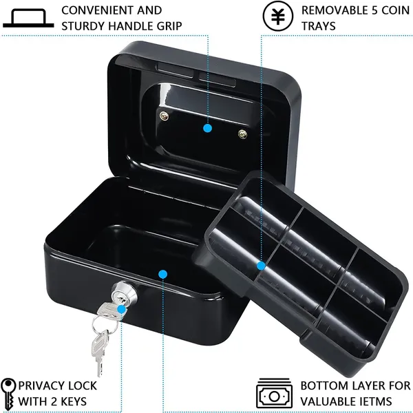 Betlex_|_Small_Cash_Box_|_Cash_safe_box_with_Key_Lock_and_Coin_Try_|_Portable_|_6"_Petty_Cash_box_|_Metal_Money_Safe_Box_|_Multi_Color_|