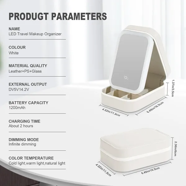 White_Travel_Led_Makeup_Mirror_Case_With_3_Light_Modes