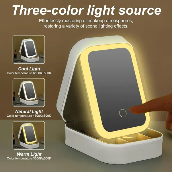 White_Travel_Led_Makeup_Mirror_Case_With_3_Light_Modes