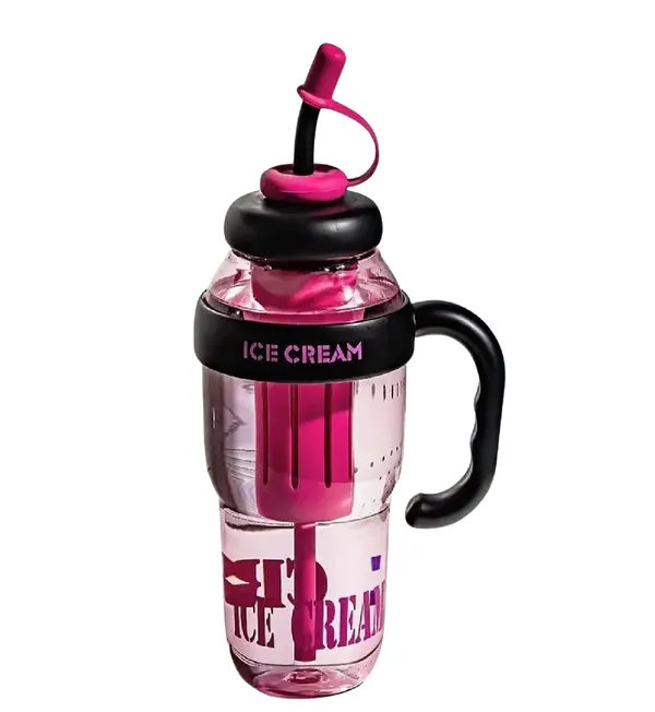 BETLEX_Ice_Cream_Design_Sipper_Bottle_with_Straw_&_Handle_|_Cute_Leak-Proof_Water_Bottle_for_Kids,_Girls_&_Travel_|_BPA-Free_Plastic_Tumbler_Cup_for_Juice,_Milk_&_Cold_Drinks_(Black,_500ml)