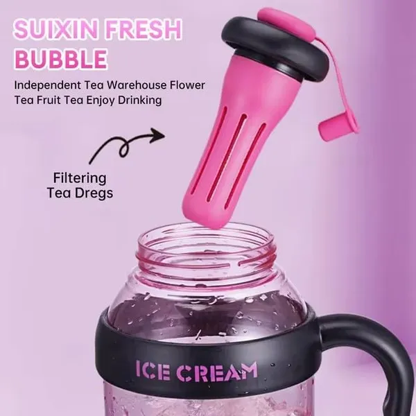 BETLEX_Ice_Cream_Design_Sipper_Bottle_with_Straw_&_Handle_|_Cute_Leak-Proof_Water_Bottle_for_Kids,_Girls_&_Travel_|_BPA-Free_Plastic_Tumbler_Cup_for_Juice,_Milk_&_Cold_Drinks_(Black,_500ml)