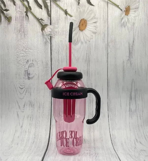 BETLEX_Ice_Cream_Design_Sipper_Bottle_with_Straw_&_Handle_|_Cute_Leak-Proof_Water_Bottle_for_Kids,_Girls_&_Travel_|_BPA-Free_Plastic_Tumbler_Cup_for_Juice,_Milk_&_Cold_Drinks_(Black,_500ml)