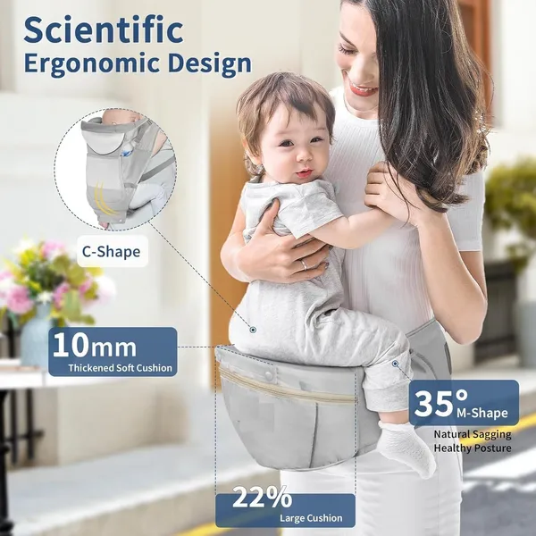 Grey_Ergonomic_Baby_Carrier_With_Hip_Seat_Support