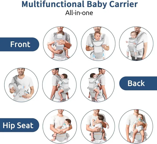 Grey_Ergonomic_Baby_Carrier_With_Hip_Seat_Support