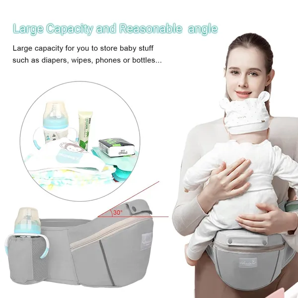 Grey_Ergonomic_Baby_Carrier_With_Hip_Seat_Support