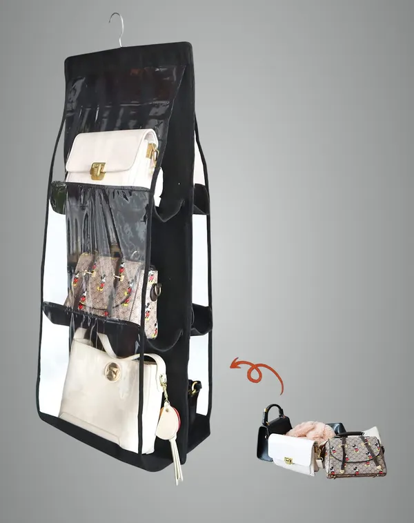 Black_Foldable_Hanging_Handbag_Organiser_For_Wardrobe_Storage