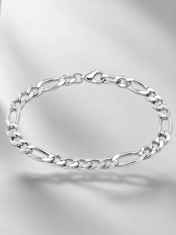 1GM_3-D_Figaro_Chain_Bracelet_–_Silver_Finish
