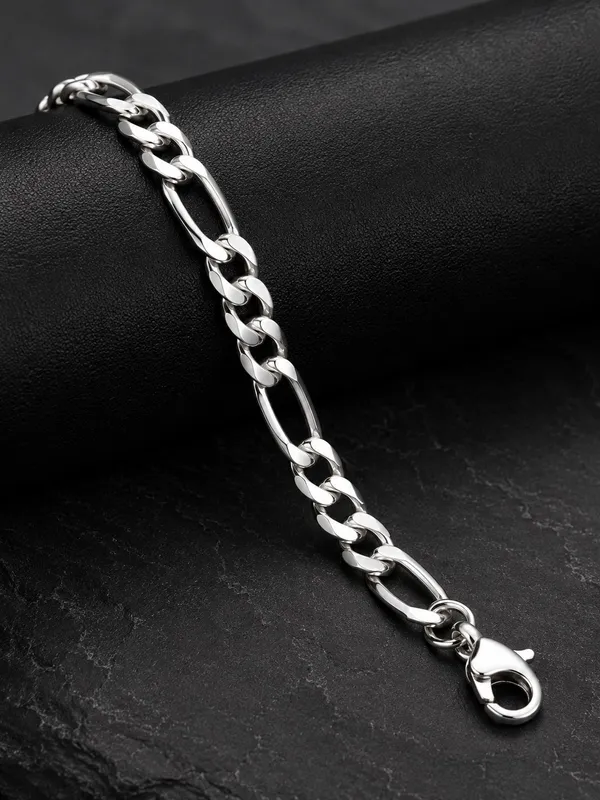 1GM_3-D_Figaro_Chain_Bracelet_–_Silver_Finish