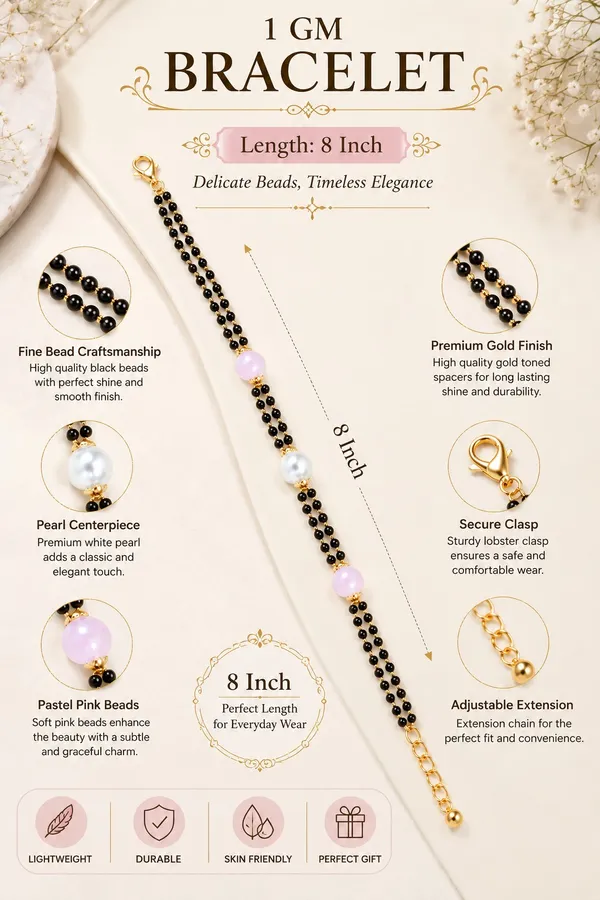 1_GM_Black_Beaded_Bracelet_with_Pearl_&_Pink_Beads