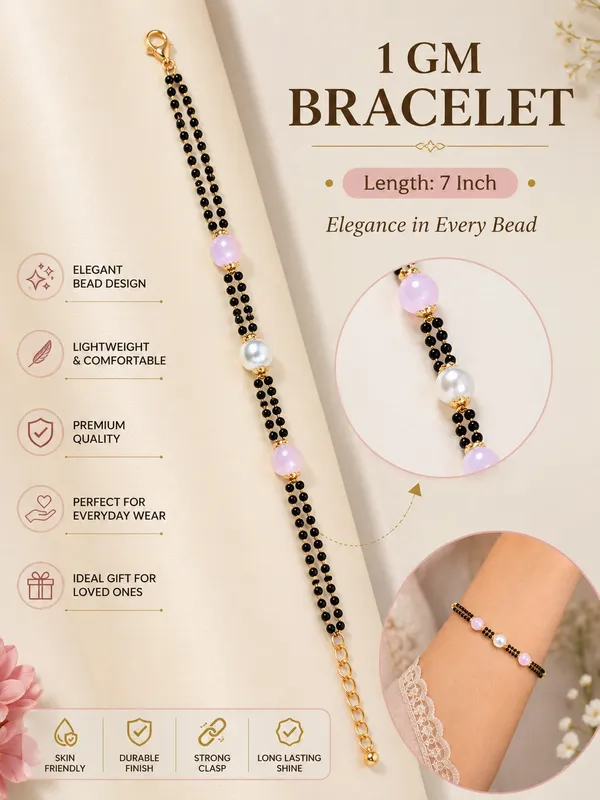 1_GM_Black_Beaded_Bracelet_with_Pearl_&_Pink_Beads