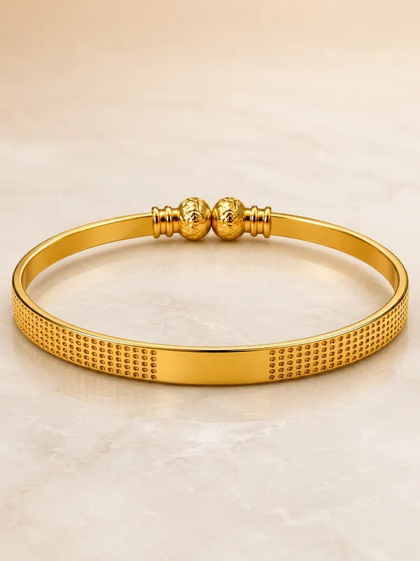 1_GM_Gold_Plated_Adjustable_Bracelet_with_Textured_Dotted_Pattern_&_Engraved_Beads_1PCS