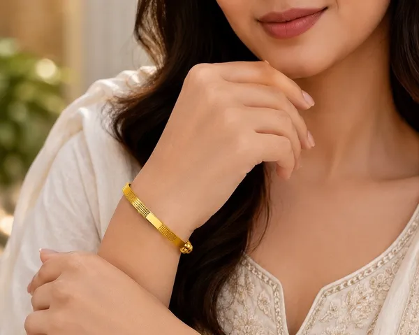 1_GM_Gold_Plated_Adjustable_Bracelet_with_Textured_Dotted_Pattern_&_Engraved_Beads_1PCS