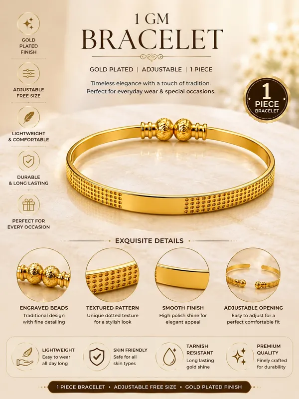 1_GM_Gold_Plated_Adjustable_Bracelet_with_Textured_Dotted_Pattern_&_Engraved_Beads_1PCS