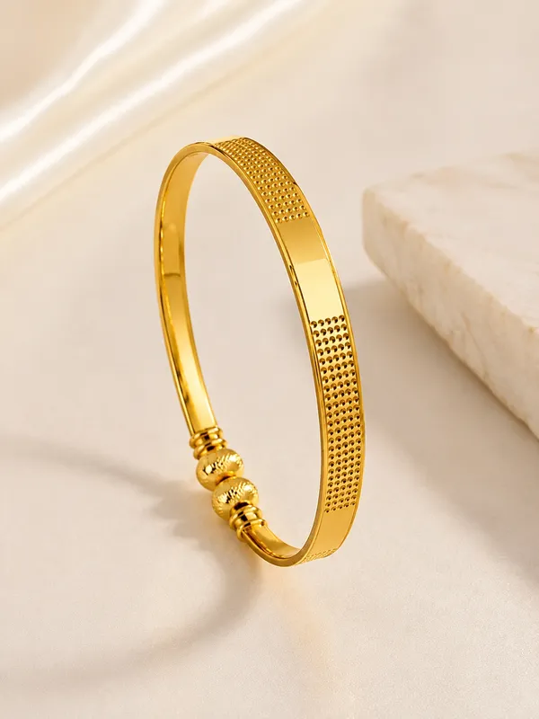 1_GM_Gold_Plated_Adjustable_Bracelet_with_Textured_Dotted_Pattern_&_Engraved_Beads_1PCS